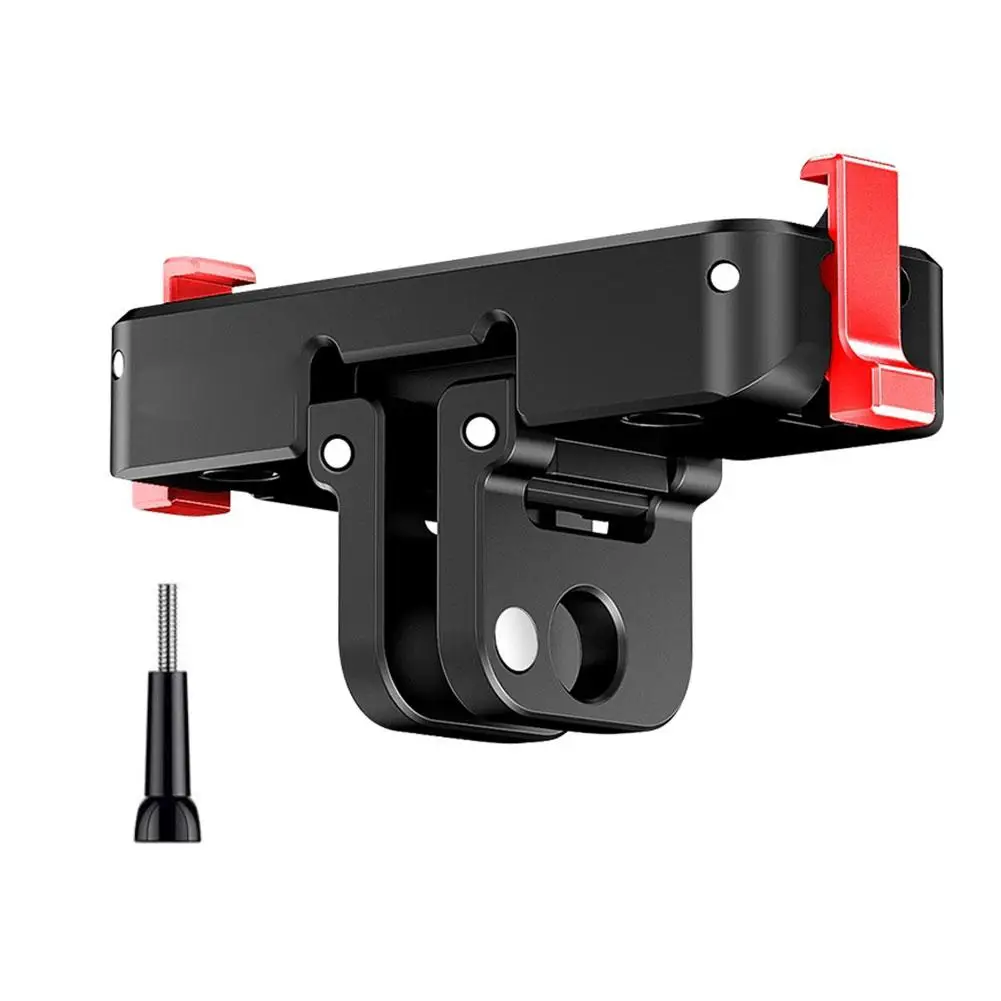 Metal Quick-Release Base For Insta360 Go Ultra Dual-port Design With 1/4" Screw Holes Foldable Dual-Claws Base Extension Bracket
