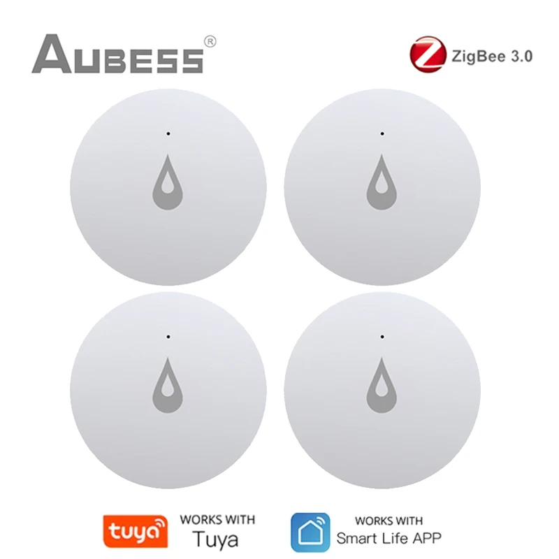 Aubess Tuya Zigbee Water Leak Detector Water Sensor Flood Detector Leakage Sensor Smart Home Security Alarm Gateway hub required