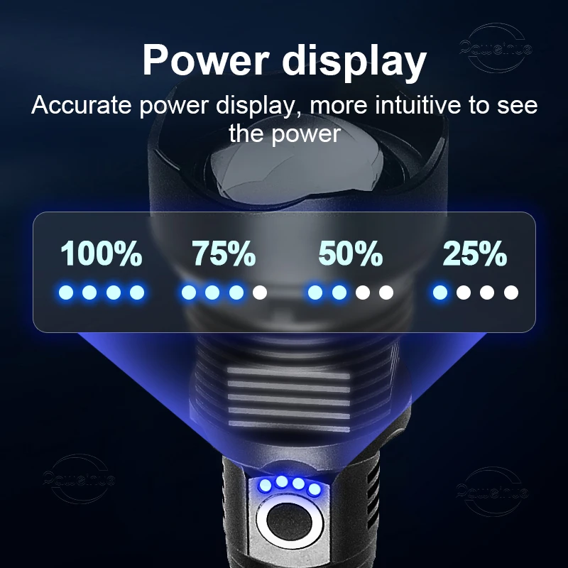 Most Powerful LED Flashlight 50W USB Rechargeable Torch Light 1500Meter XHP360 High Power Flashlight Tactical Lantern