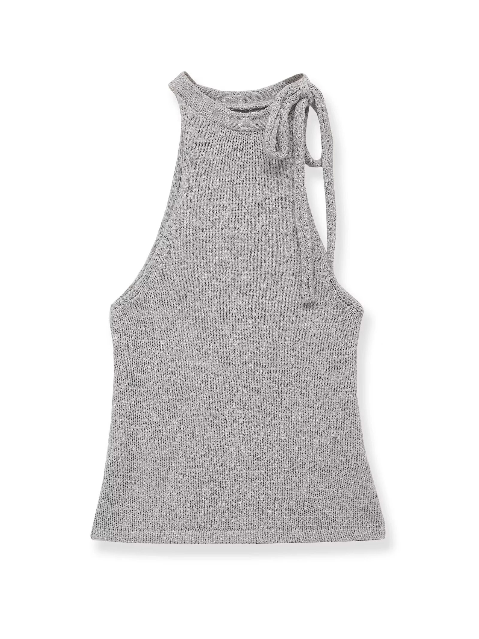 European and American style 2026 summer new women's sleeveless slim fit side tie knit halter neck top