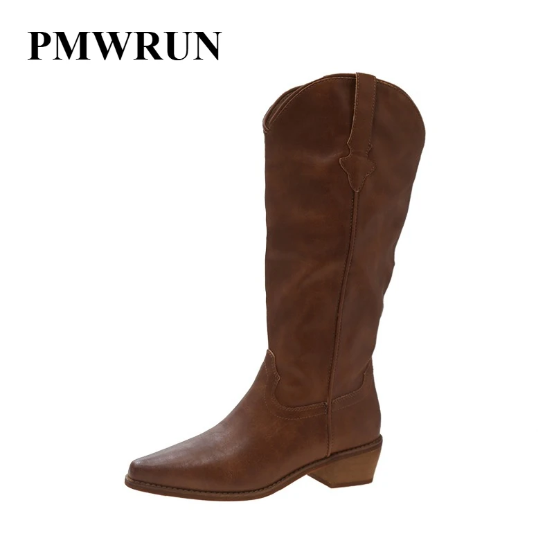 

Cowgirls Western Boots Embroidery Fashion Women Knee-High Boots Autumn Design Women's Boots Shoes Zapatos Mujer lederstiefel