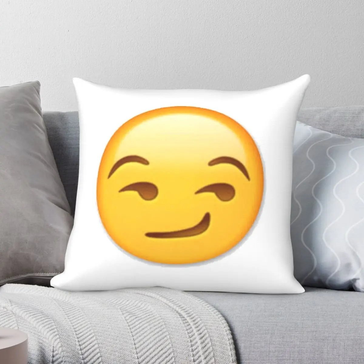 Smirking Square Pillowcase Polyester Linen Velvet Pattern Zip Decor Throw Pillow Case Car Cushion Cover
