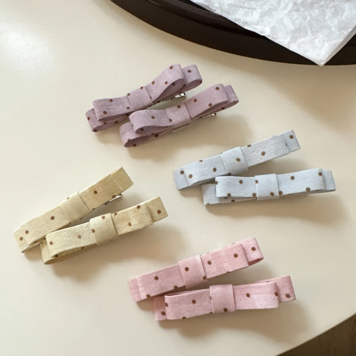 Hair Clips Polka Dot Fabric Bow Side Bang Clip for Women Princess Broken Hair Sweet Non Slip Lightweight Daily Essential