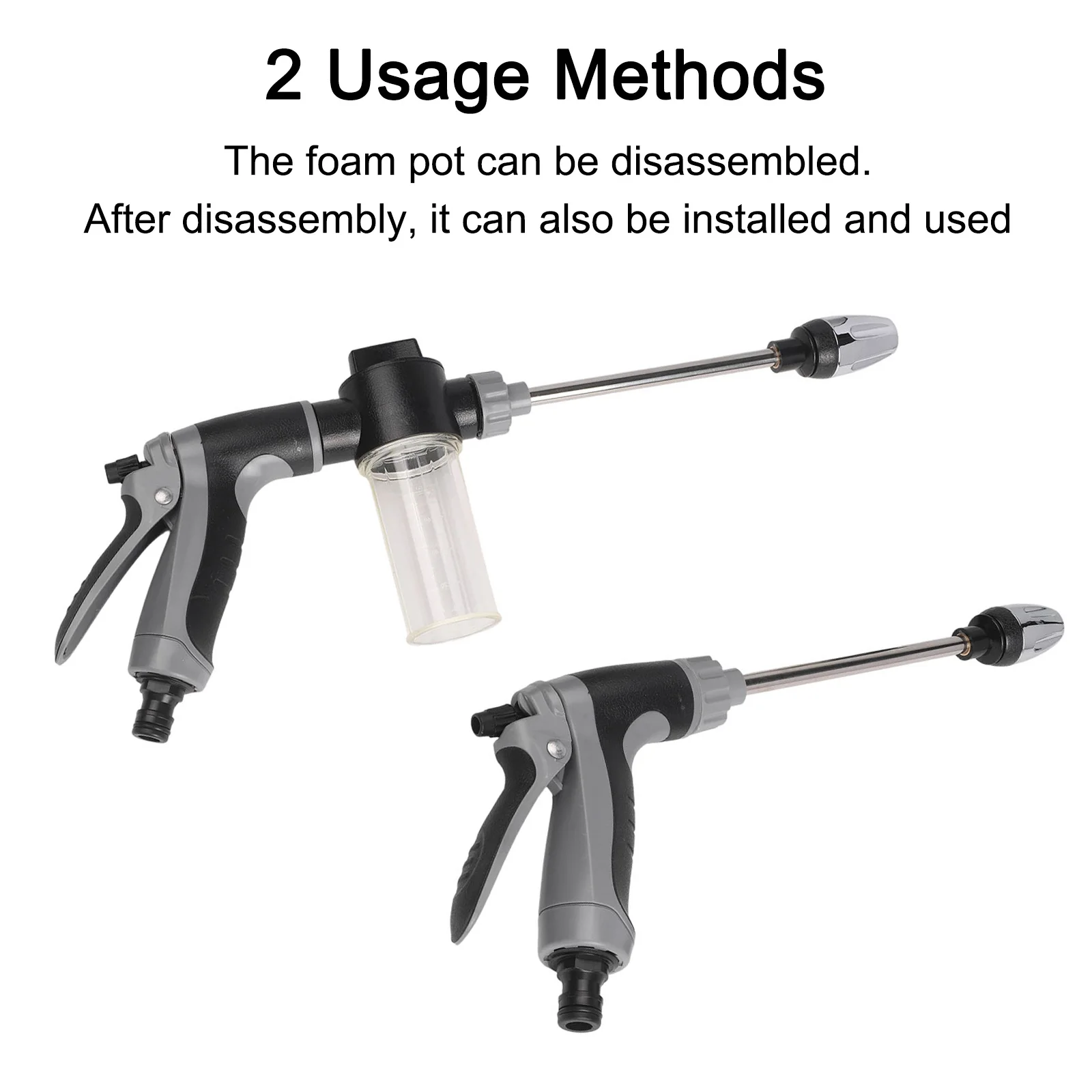 Functional Garden Hose Nozzle for Car Washing Cleaning and Irrigation Tasks Using Standard 3/4 Inch Hose Threads