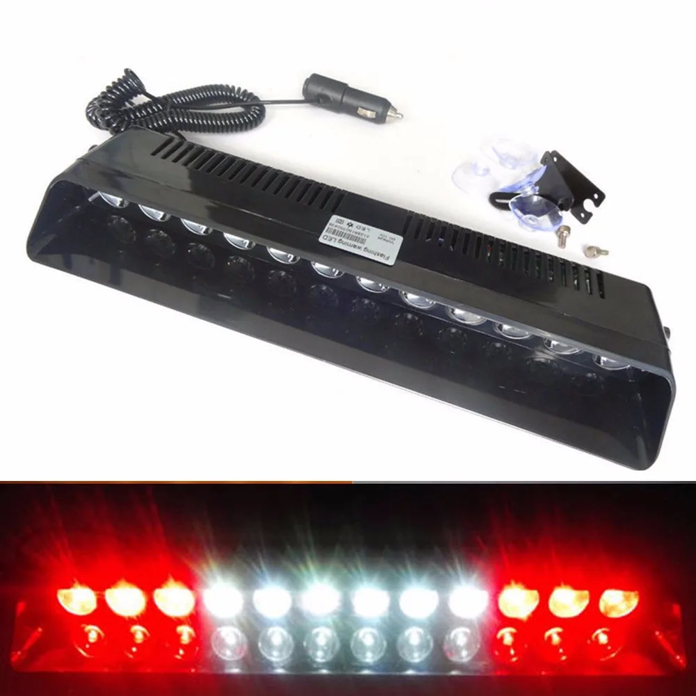 12 LED Strobe Flash Warning Light Windshield Emergency Car Lights Flashing Firemen Fog Vehicle Signal Lamp Red White Red DC12V