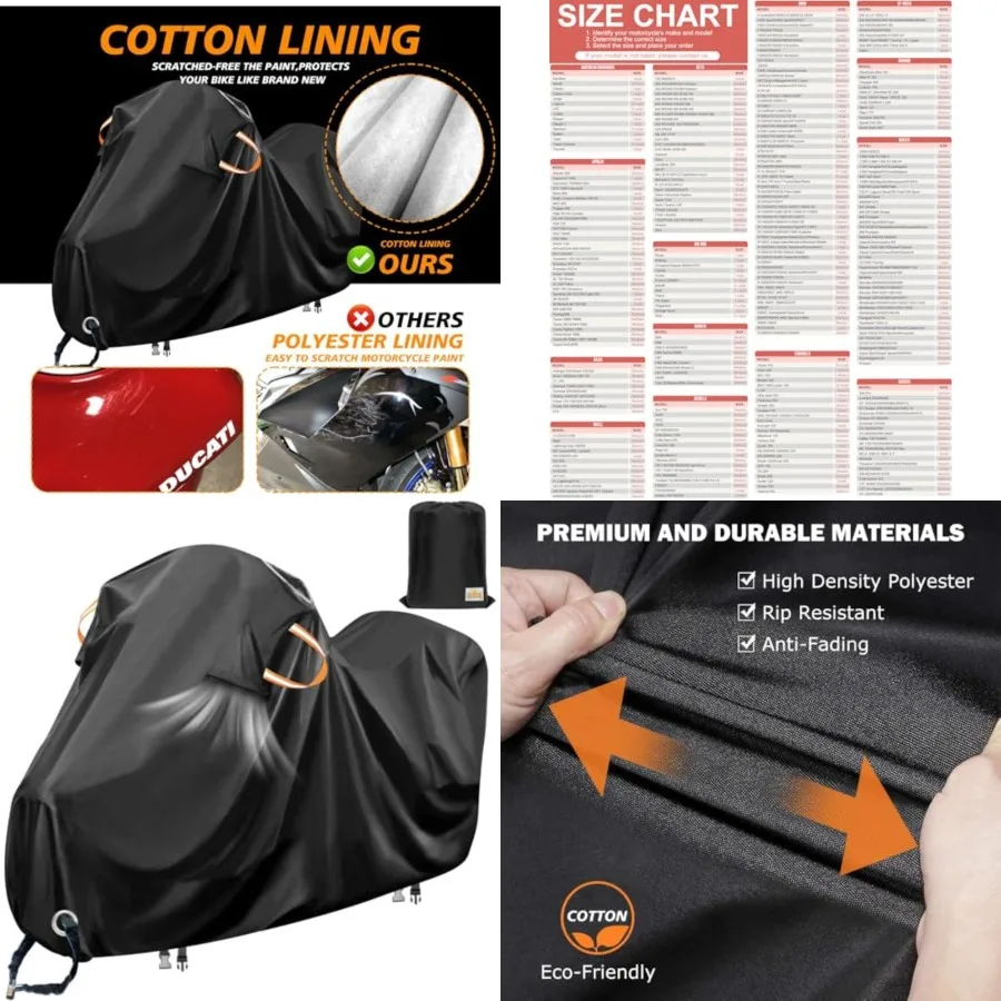 

Motorcycle Cover Waterproof Outdoor, Cotton Fleece Lg and Heavy Duty Polyester Fabric Dirt Bike Cover, Scratch-Proof and Weathe