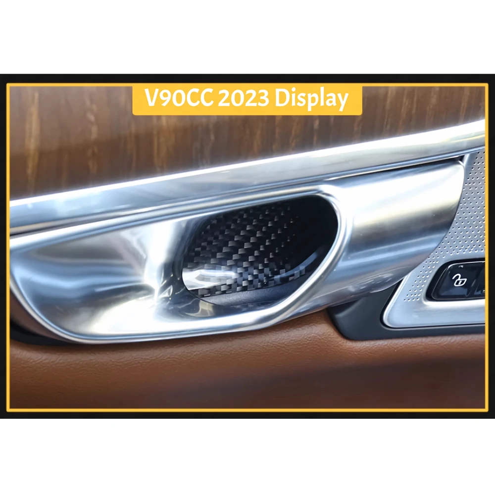 4Pcs Carbon Fiber Car Stickers For Volvo S60 V60 XC60 S90 V90CC XC90 Interior Door Bowl Decoration Sticker Accessories Parts