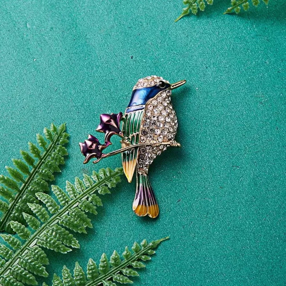 New Bird Inlaid Diamond Brooch Animal Alloy Badge Niche Ins High-end Women's Scarf Buckle Pin Jewelry Accessory Gift Wholesale