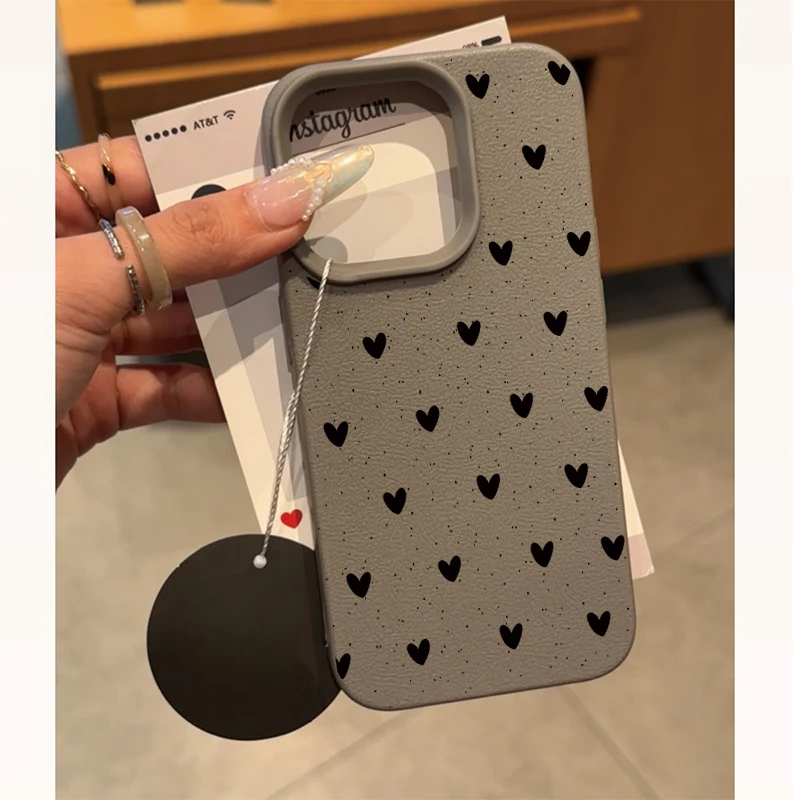 الفاخرة الحد الأدنى منقطة القلب INS زوجين الحال بالنسبة آيفون 17 الهواء 16 15 14 13 12 11 برو ماكس 16e 17 برو ماكس العصرية غطاء الهاتف #5