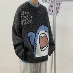 Hip Hop Knitwear Mens Sweaters 2023 Harajuku Fashion Cartoons Shark Male Loose Casual Streetwear Pullover Oversized Sweaters