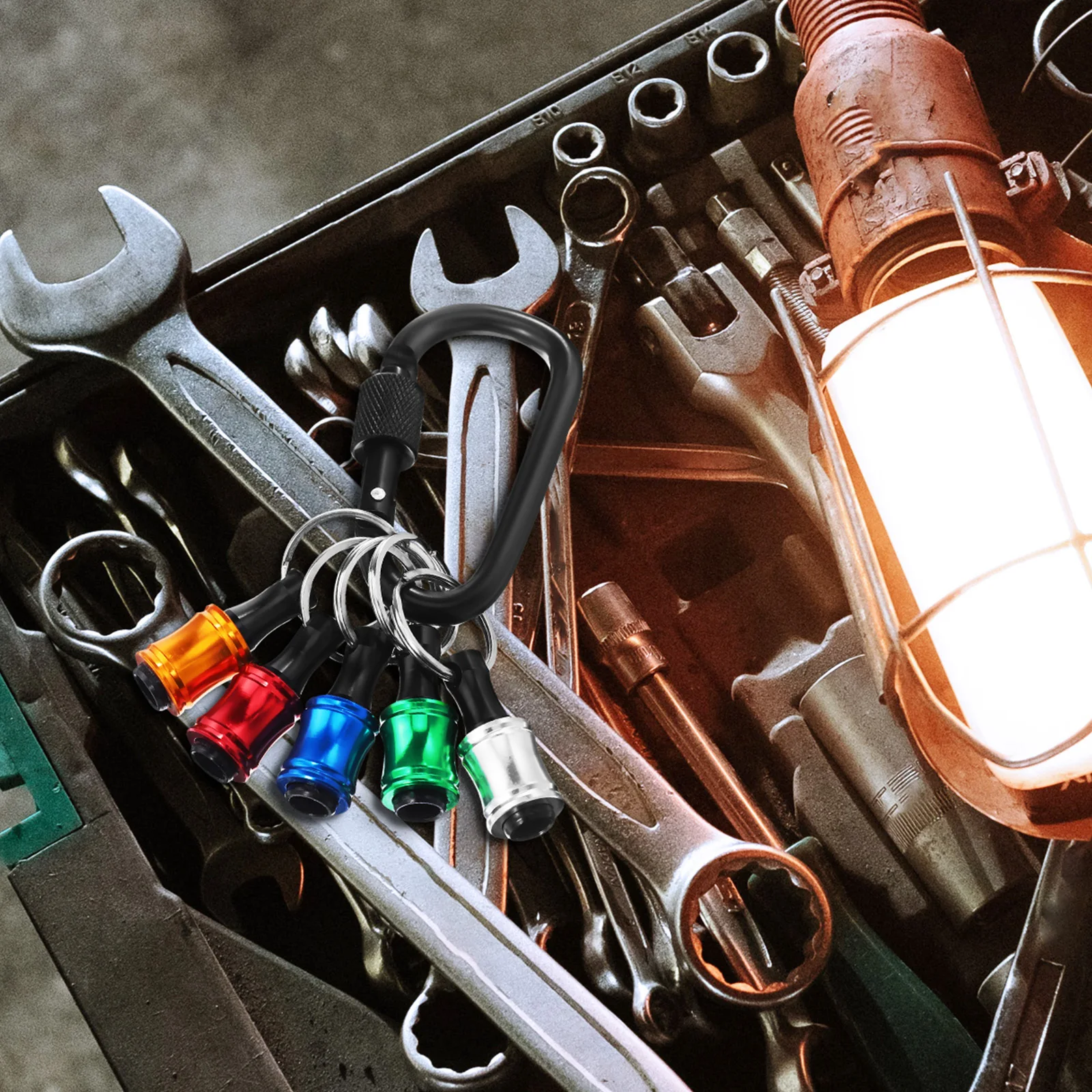 

1 set 1 Set 1/4 Inch Bit Holder Key Chain Socket Shank Drill Extension With Carabiner Lightweight Aluminum Alloy Durable For Diy