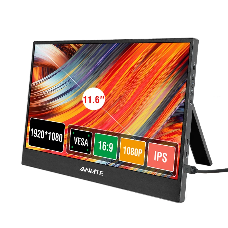 Anmite 11.6 بوصة IPS شاشة محمولة USB TYPE C HDMI للهاتف المحمول سطح المكتب MAC Switch PS4 XBOX