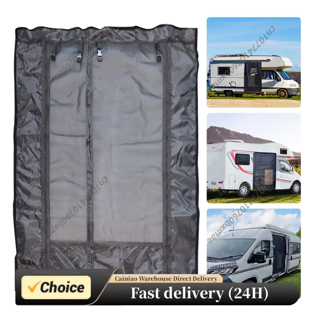 

Magnetic Caravan Door Curtain with Zipper Insect Mosquito Curtain Breathable RV Mosquito-proof Door Curtain for Motorhome