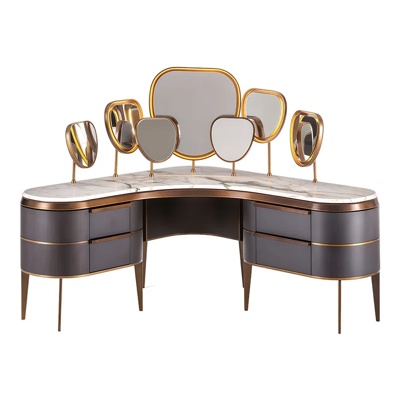 Italian designer corner dresser modern minimalist creative high-end villa bedroom with lamp multi-mirror makeup