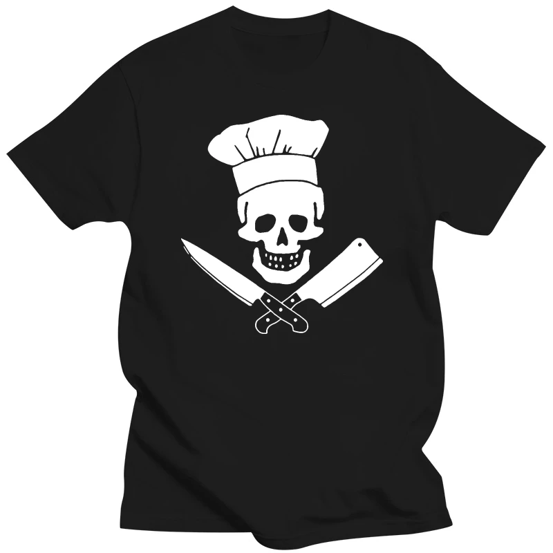 Funny Chef T Shirt Butcher Culinary Chef Skull with Knives Graphics Tee Shirt Worlds Best Cook Ever Apron Hat Pirate Men Tops