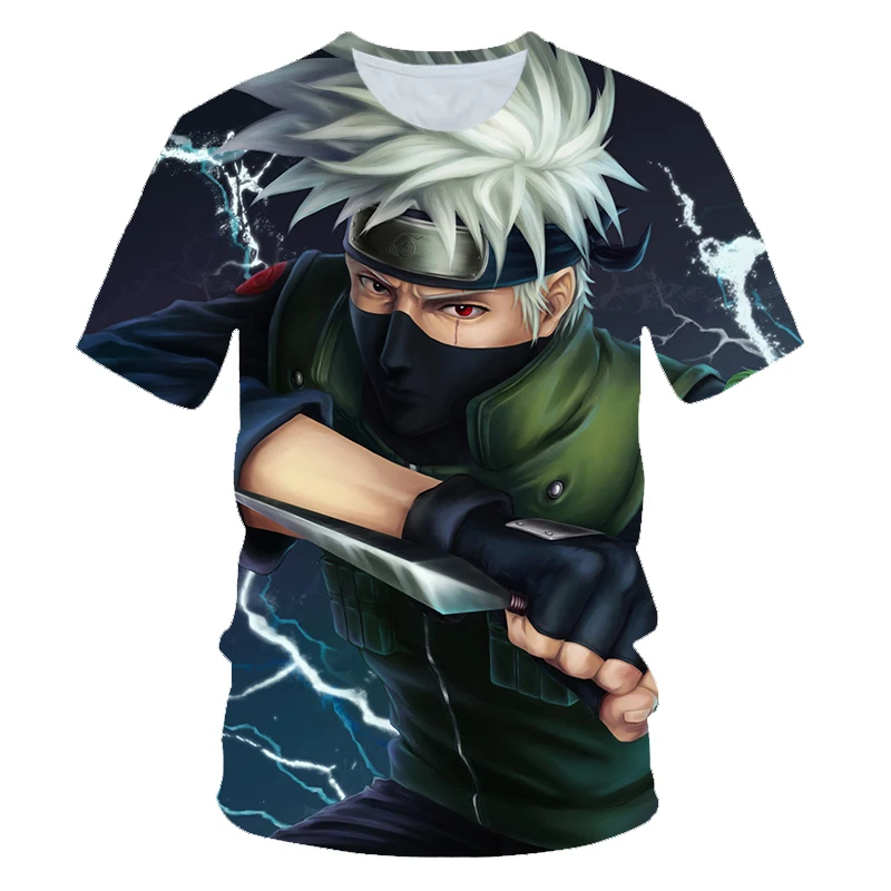 Kids Naruto T-shirt Boys Girls Summer Children's Clothes kakashi Short-sleeved Breathable Cartoon Print 3D Tops Dropshipping