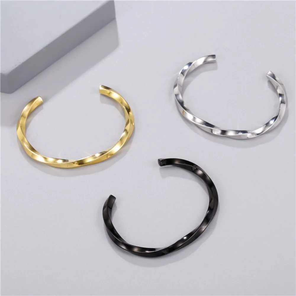 Classic Mobius Twist Adjustable Cuff Bangles for Women Men New Charm Stainless Steel Couple Bangle Jewelry Accessory Colorfast