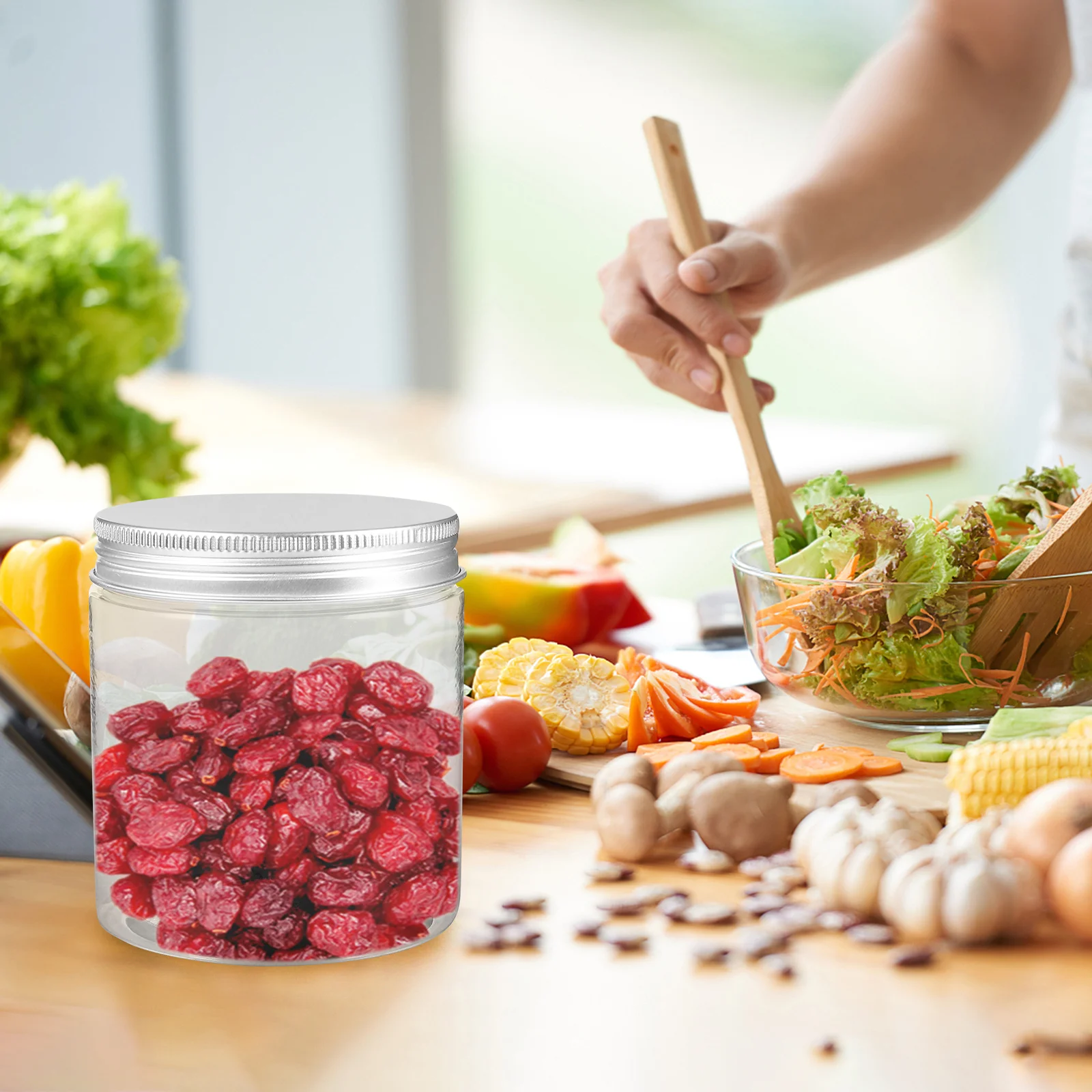 

12pcs 200Ml Plastic Storage Jars Clear Food Grade Kitchen Organizers For Dry Food Snack Tea Cereal Honey Ingredients Container