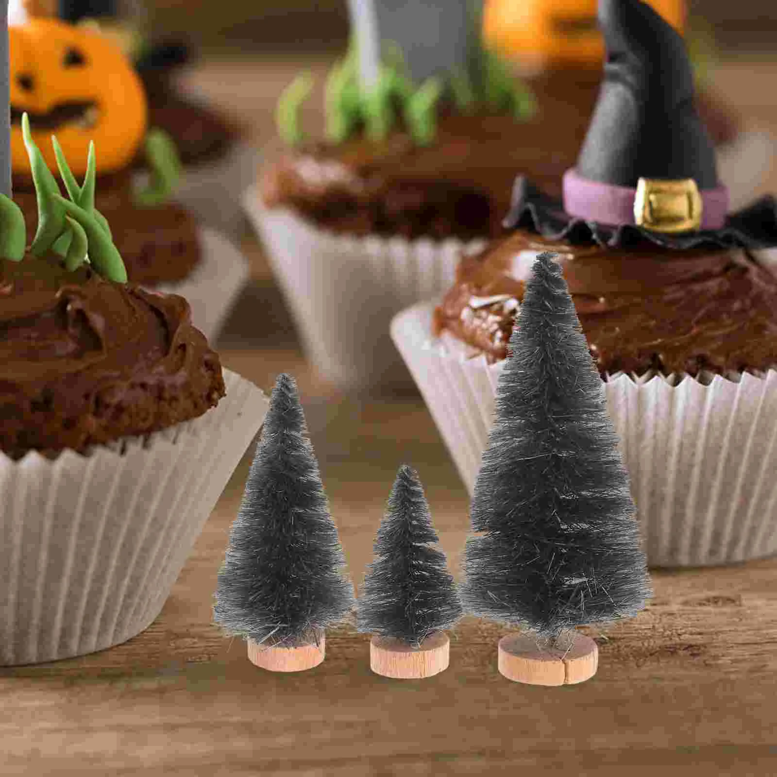 12 Pcs Halloween Decoration Tree Mini Trees Snow Frosted Christmas Micro Landscape Ornaments Sisal Xmas Artificial Plants Gift