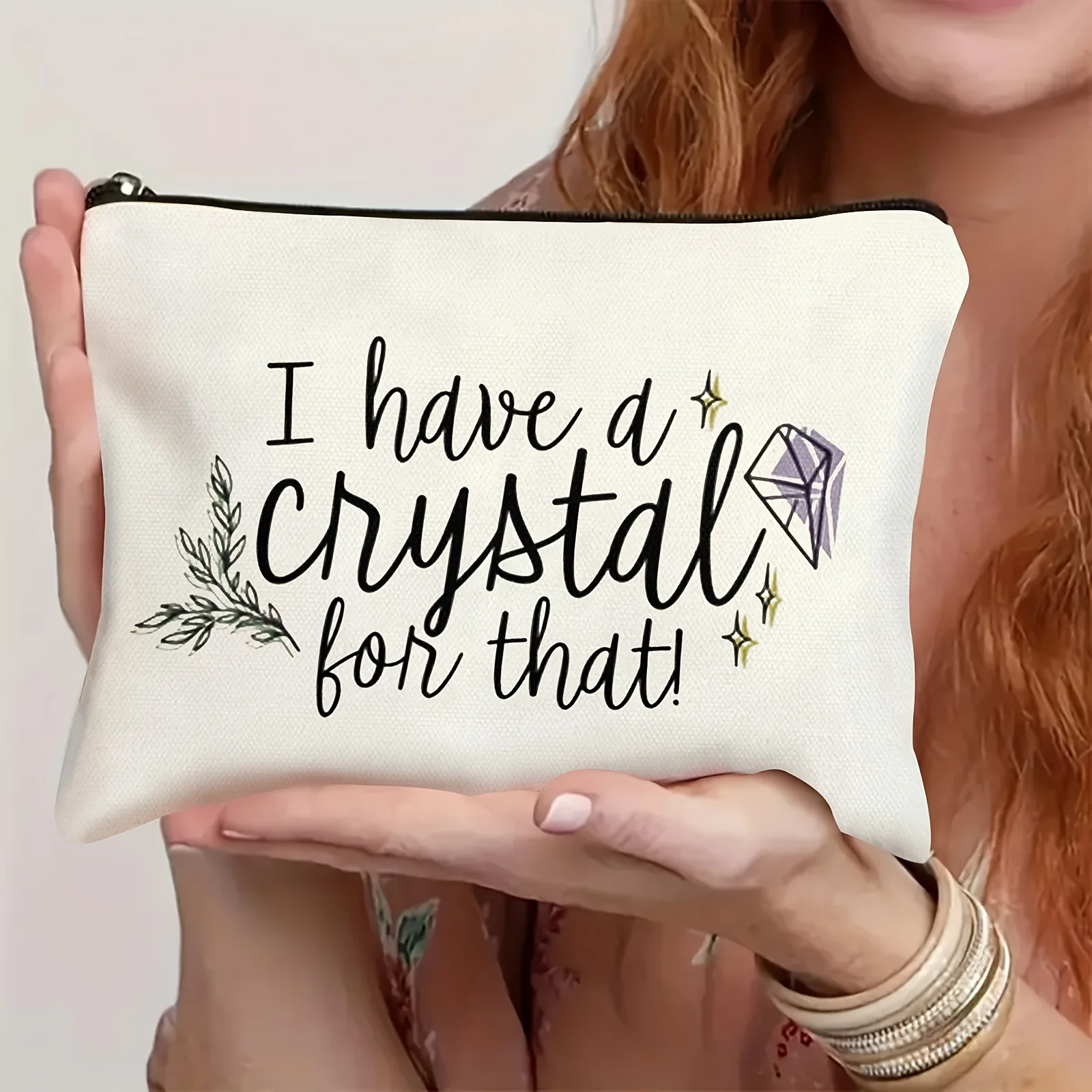 Crystal Lover Gift Crystal Makeup Bag I Have A Crystal for That, Celestial Gift Witch Makeup Bag Witchcraft for Halloween