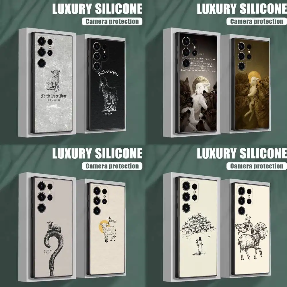 

Christian Lamb Phone Case For Samsung S25,S24,S23,S22,S21,S20,S10,Ultra,Plus,Lite,FE,Soft Silicone Black Cover