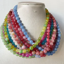 10Style 8MM Rubellite Peridot Tourmaline Amazonite Necklace Jade Jasper Natural Stone Beads Jewelry Choker Healing Yoga Female
