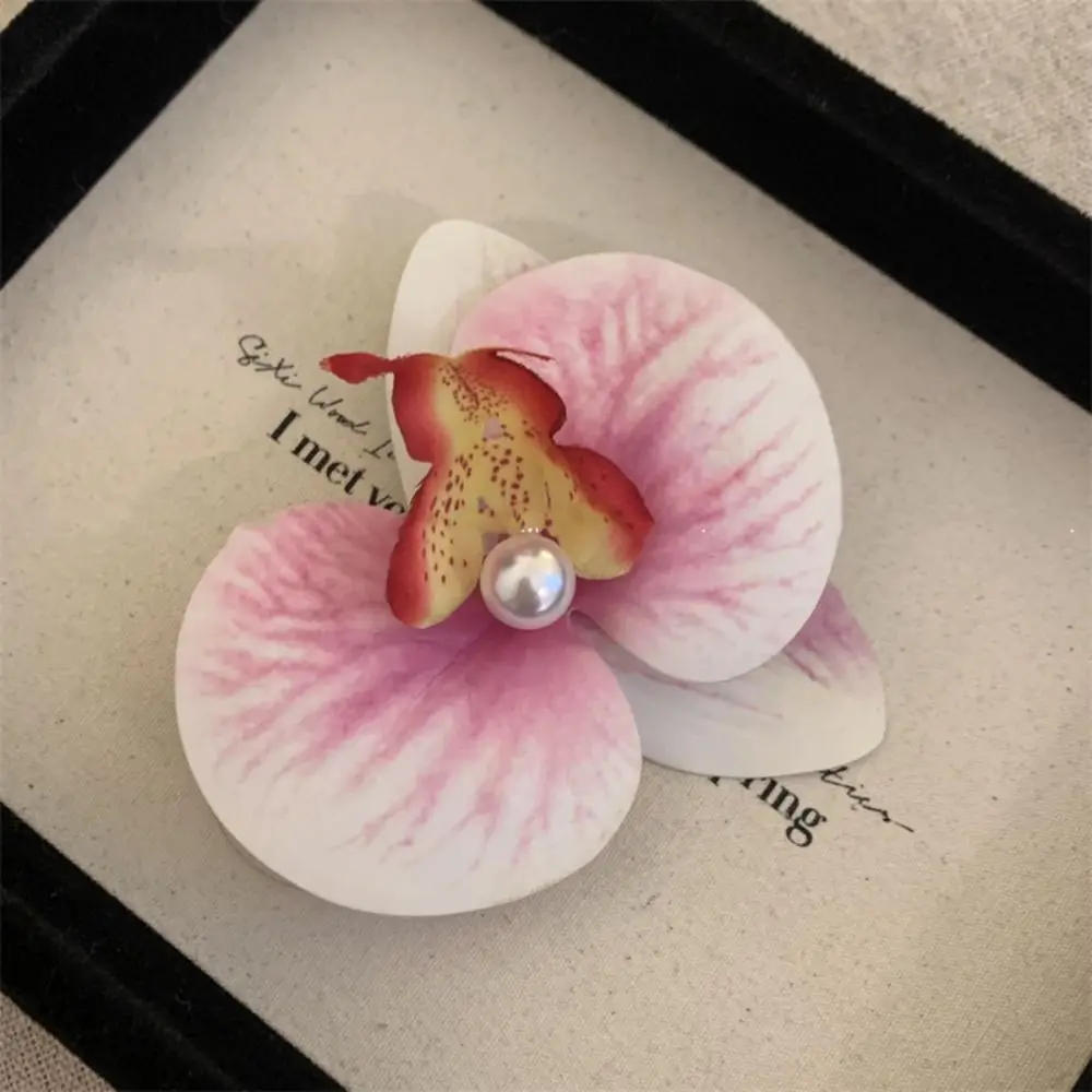 Cloth Flower Hair Clip Pearl Butterfly Orchid Orchid Flower Hairpin Seaside Vacation Headwear Female Hair Accessories