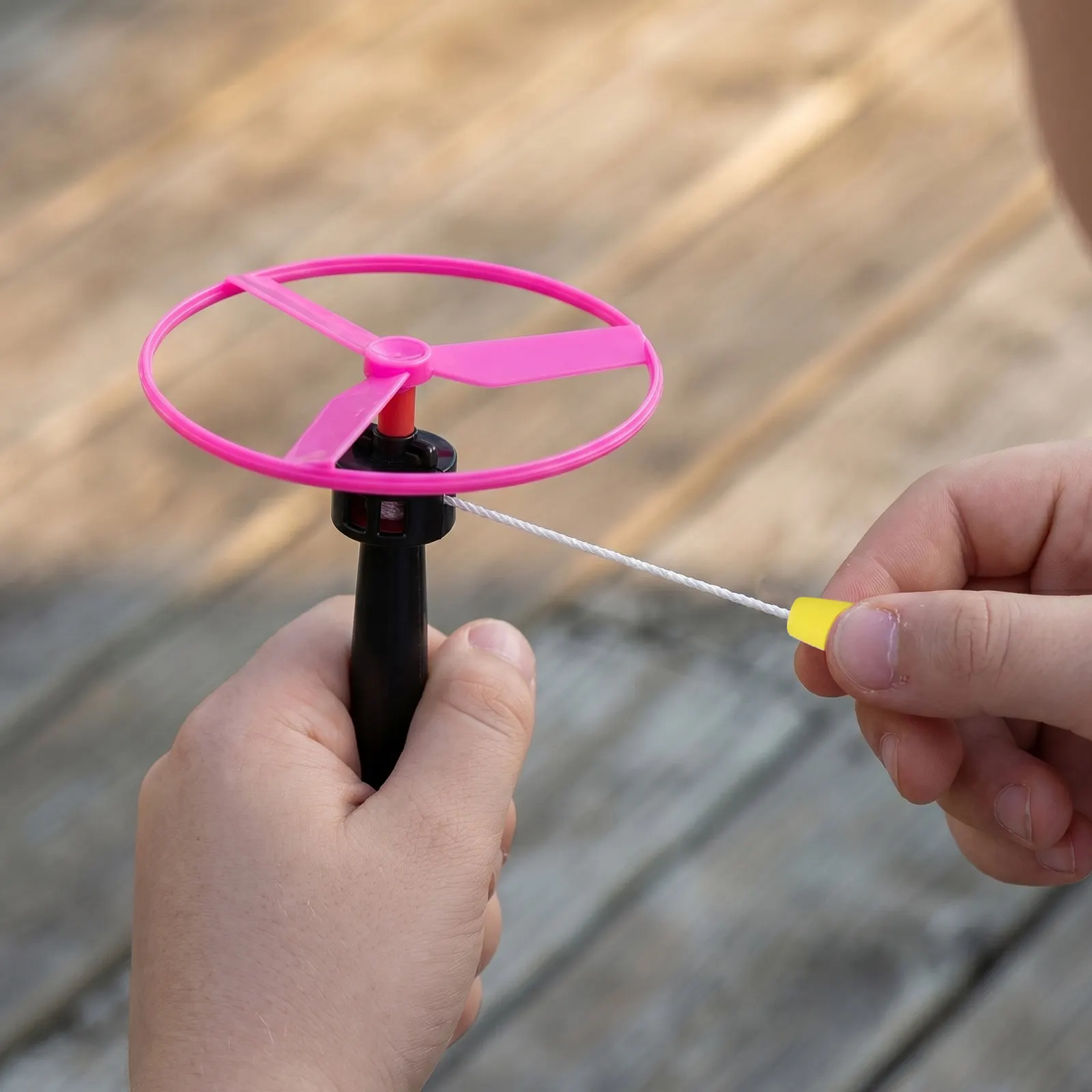 1Set Propeller Flying Disc Pull String Outdoor Interactive Training Flying Saucer Launcher Fun Fly Game for Kids