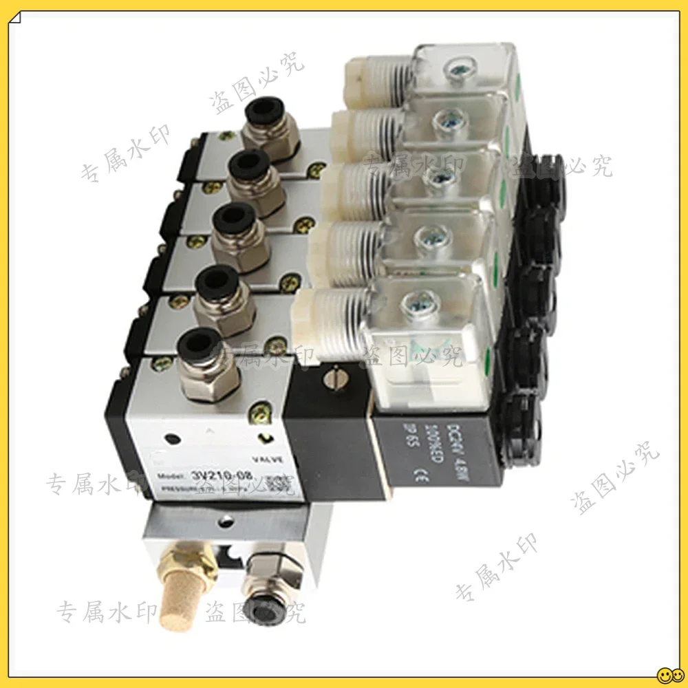 

220V 24V Multi Option 3V210-08 Pneumatic Solenoid Valve Block With Muffler Fitting Base Manifold 2/3/4/5/6 Row 3 Port