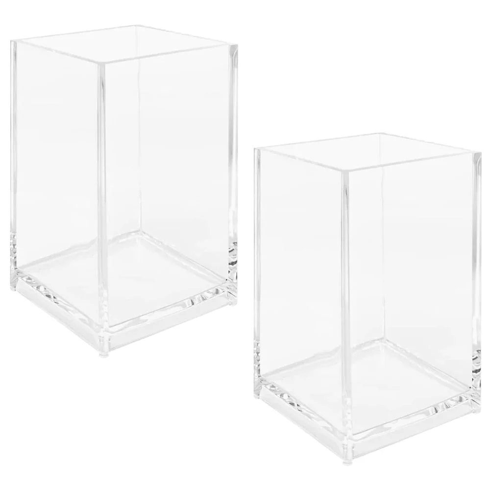 

Acrylic Pen Holder Desktop Brush Storage Boxes Clear Holders Office Containers Transparent Table Sundries Buckets Makeup Kits