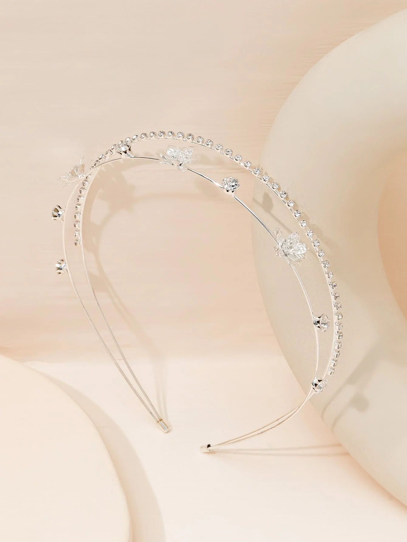 1pcs Of Shiny Rhinestone Alloy Flower Hair Accessory Headband Suitable For Daily Wear