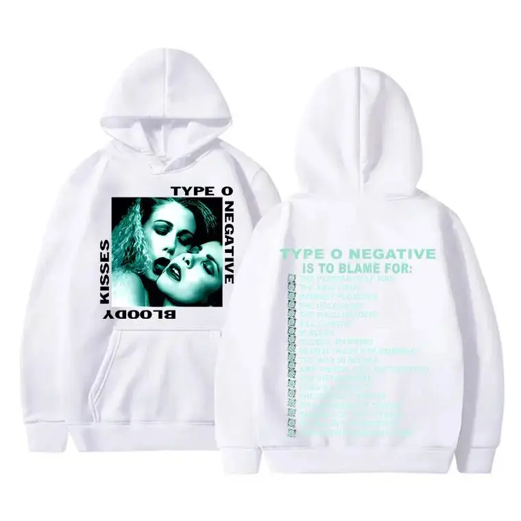 90s Streetwear Rock Type O Negative 1993 Bloody Kisses Touring Album Print Hoodie High Quality Casual Hoodies Unisex #4