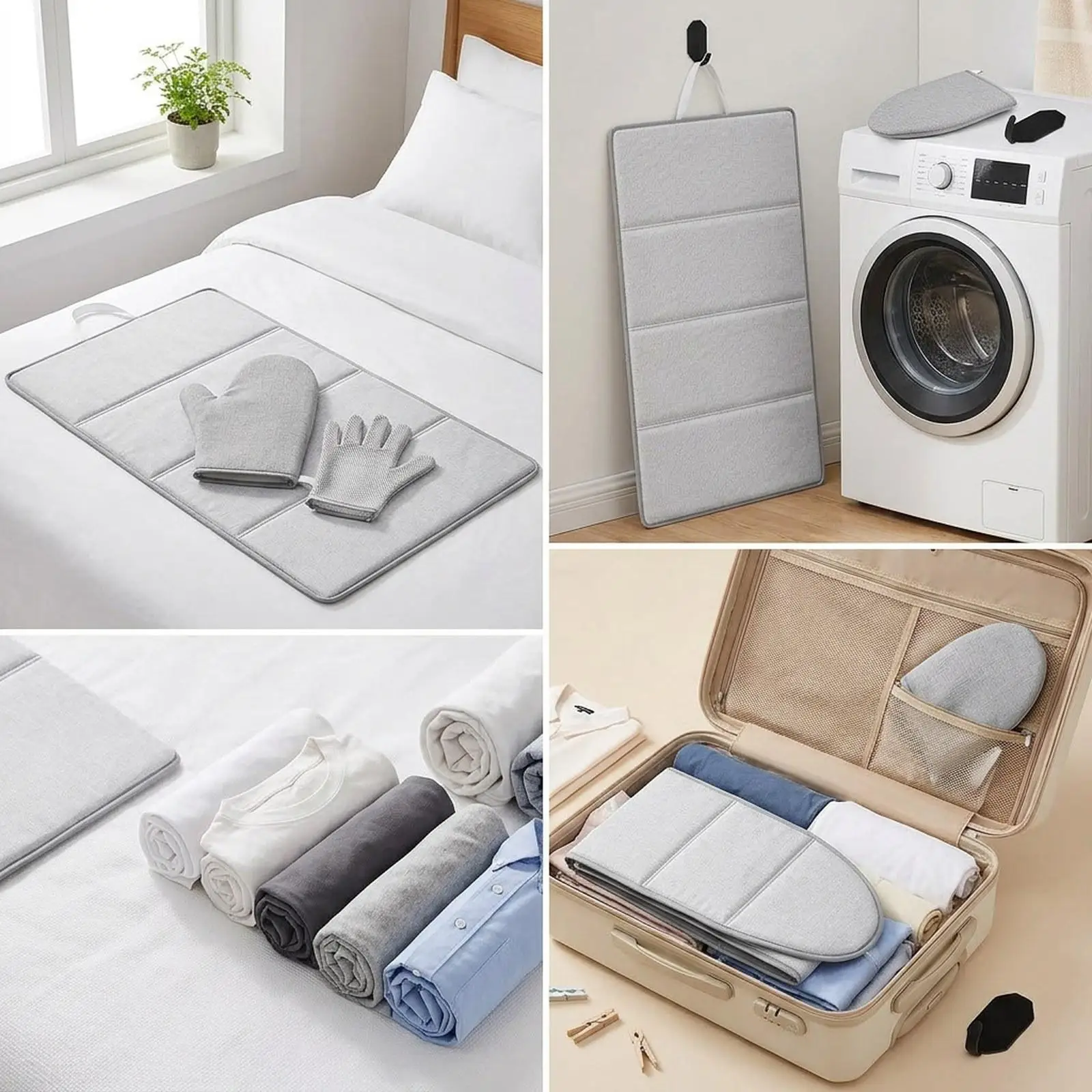 Portable Foldable over the Door Steamer Pad Hanging Ironing Board Press Pad Vertical Ironing Mat for Dorms Apartments Sewing