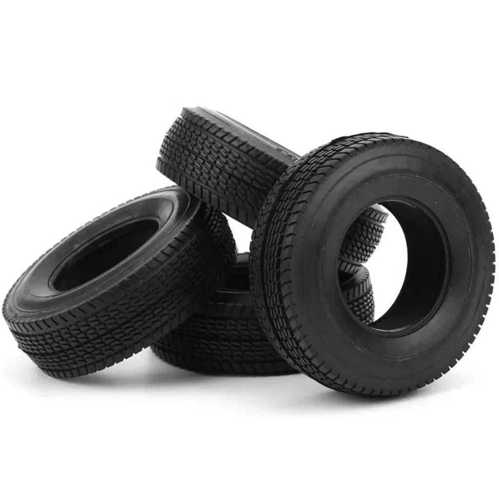 4Pcs Rubber Tyres Wheel Tires With Sponge for 1:14 Tamiya Tractor RC Car Truck