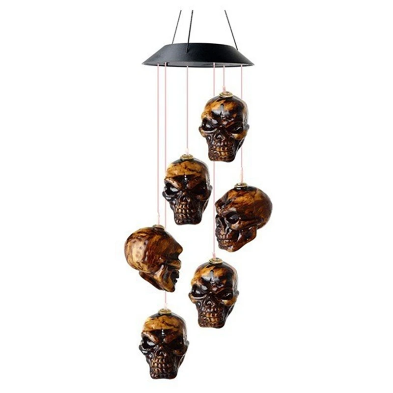 Halloween Skull Skeleton LED campanelli eolici solari per esterni per Halloween Outdoor portico Yard Garden facile installazione