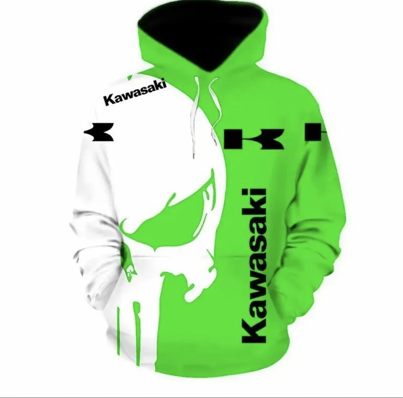 Kawasaki motor balap tim ritsleting pria Hoodie 2024 musim semi musim gugur wanita kaus kasual jaket anak-anak mantel