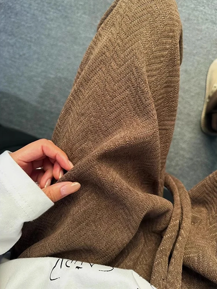 

Brown Embroidered Men's Casual Pants American Retro Straight Leg Spor Feel Heavyweight Sweatpants Autumn Faion Trend