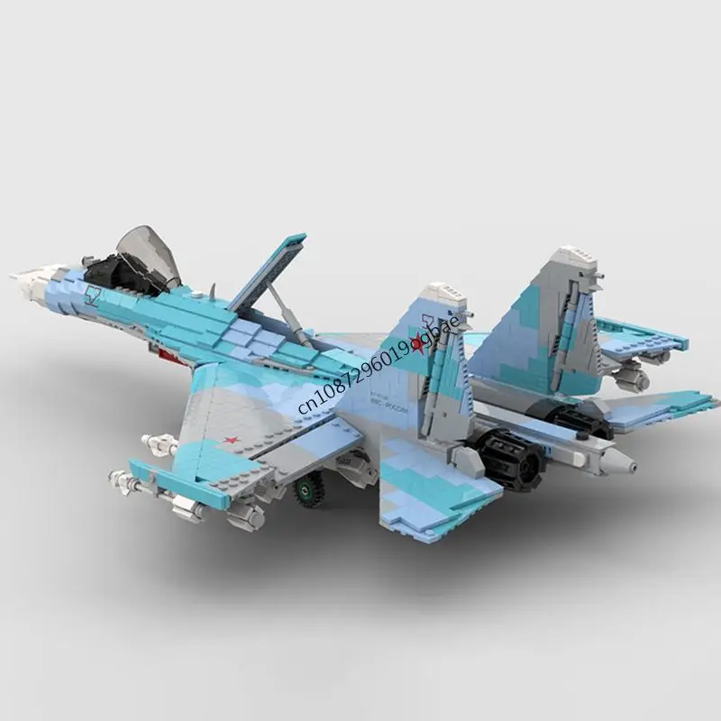 2006PCS WW2 Militaire MOC schaal 1:35 Su-27 Flanker vliegtuigen model DIY creatieve ideeën Gevechtsvliegtuig Montage Puzzel ChildToy Gift