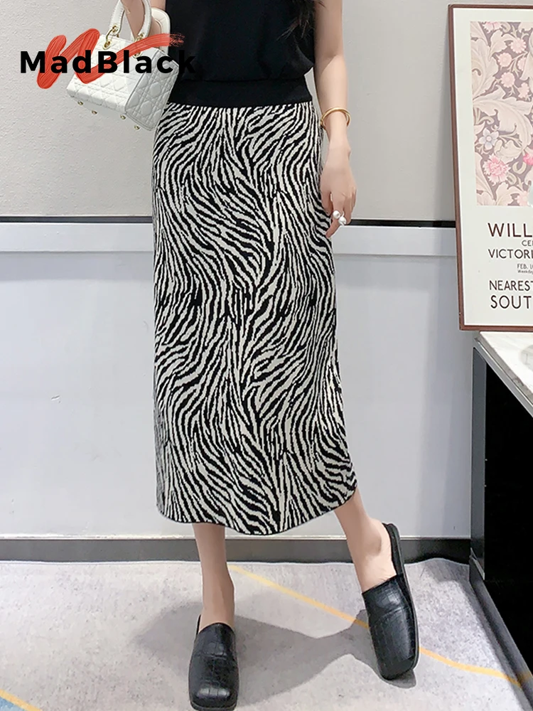 

MadBlack, Summer Autumn Knitted Skirts, Women Chic Sexy Stretch High Waist Skirt, Zebra Stripes Print Hot Skirt, 2024 B48696QC