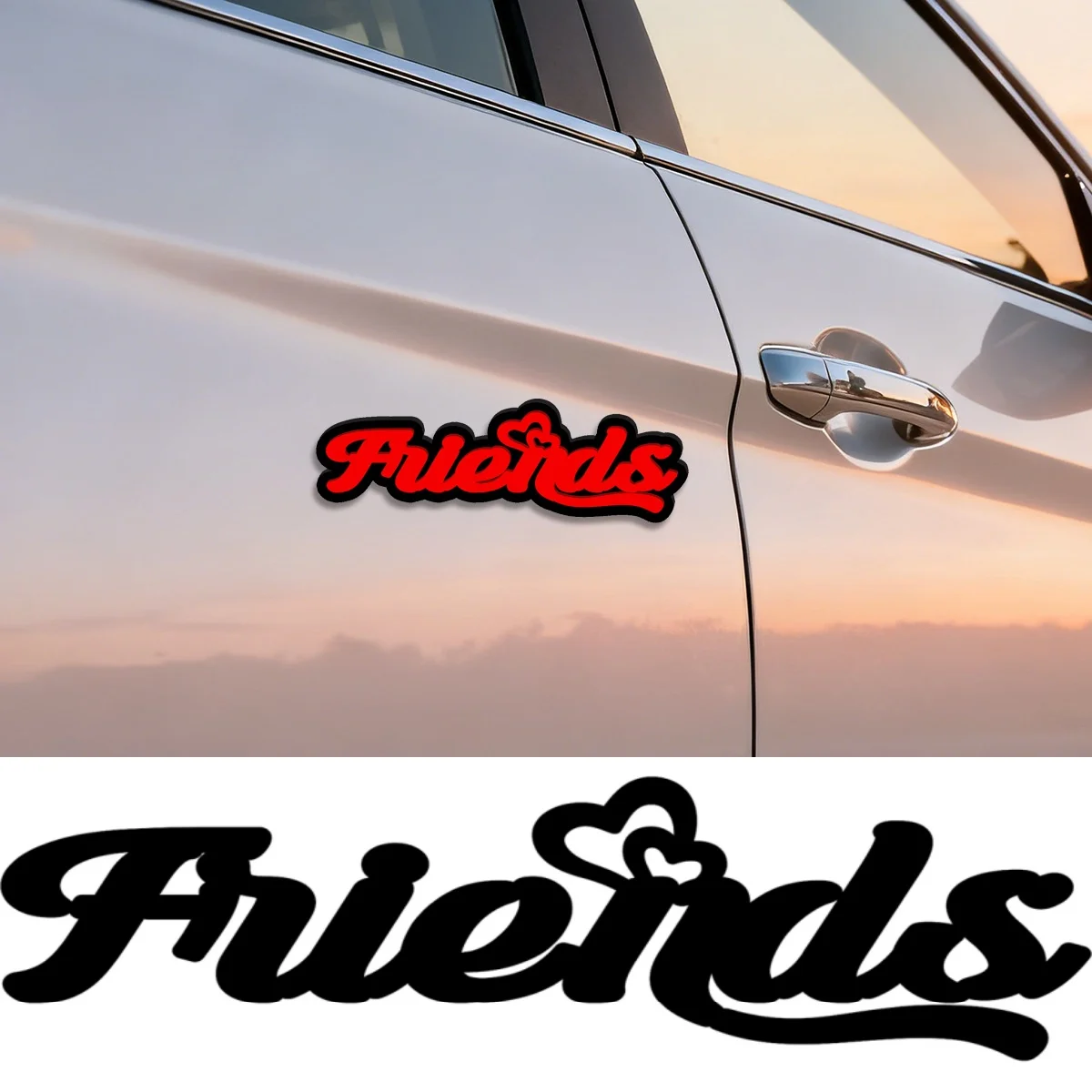 Elegant Artistic Cursive YOUR NAME with Heart Accent Car Stickers Laser Cut Acrylic Stickers Piano Guitar Car Body Decoration