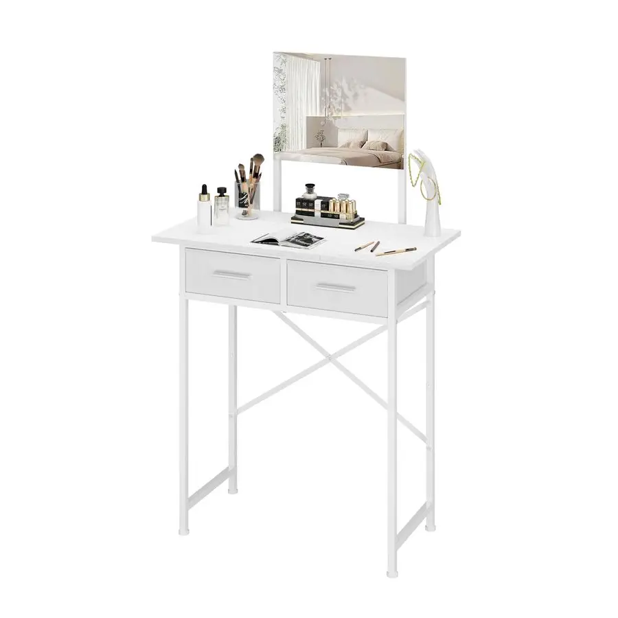 

Vanity Desk with Mirror and Drawers, White Makeup Vanity Table with Storage, Compact Vanity for Bedroom, Modern Mak Customizable