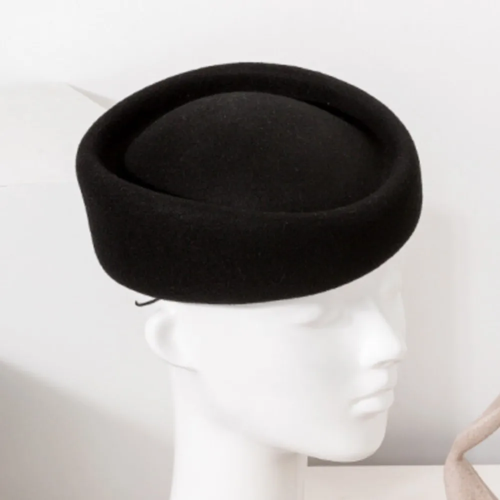 100% Wool Stereo Shaping Small Top Hat Women Retro Elegant Solid Tone Banquet Stage Show Headwear Fashion Outdoor