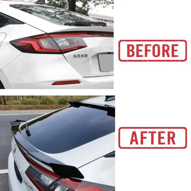 For 11th Gen Hatchback Civic Rear Trunk Spoiler Glossy Black & Carbon Fiber Pattern