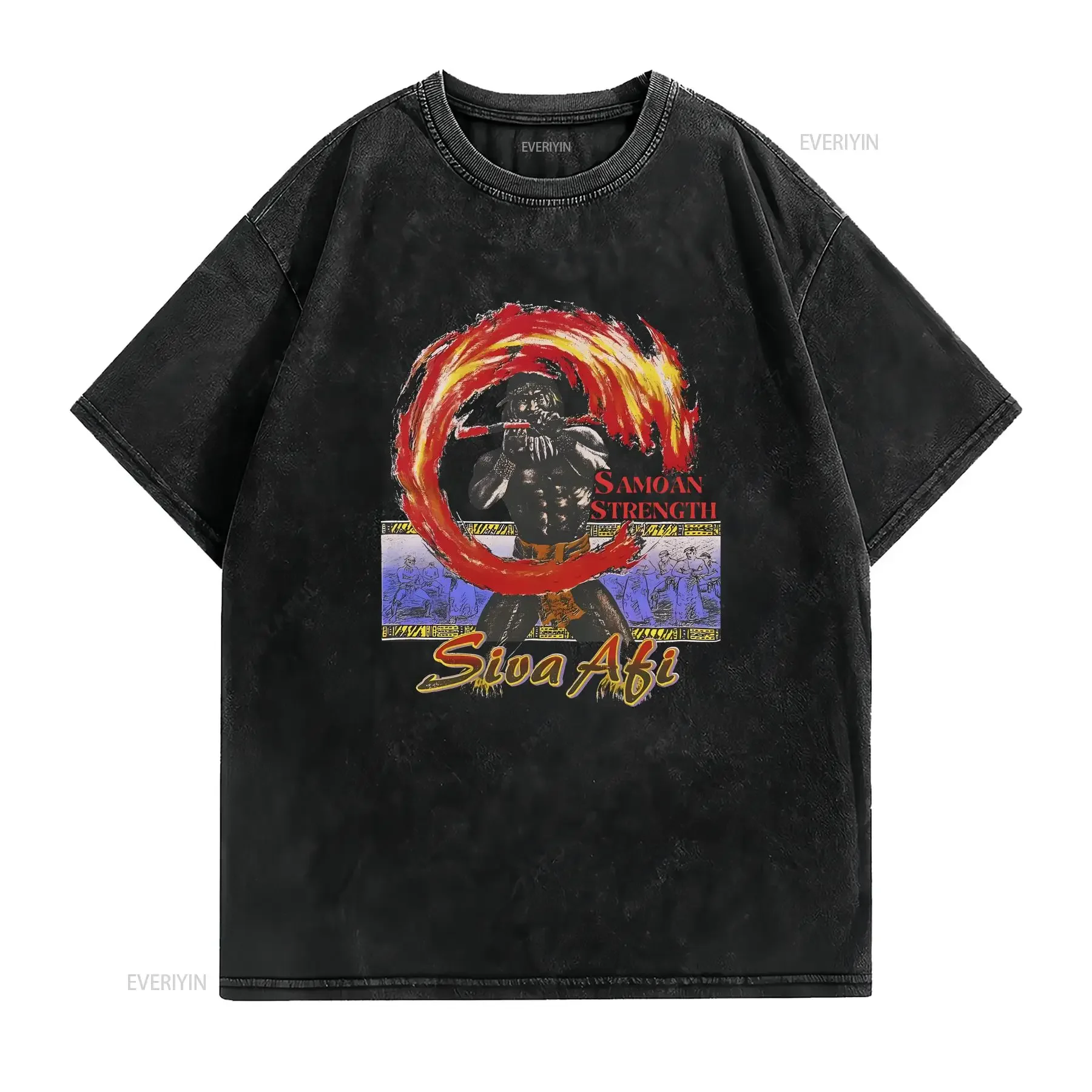 ساموا قوة سيفا أفي تي شيرت خمر تصميم 90s طباعة جديدة القطن الثقيل خمر غسلها لينة قليلا أوم