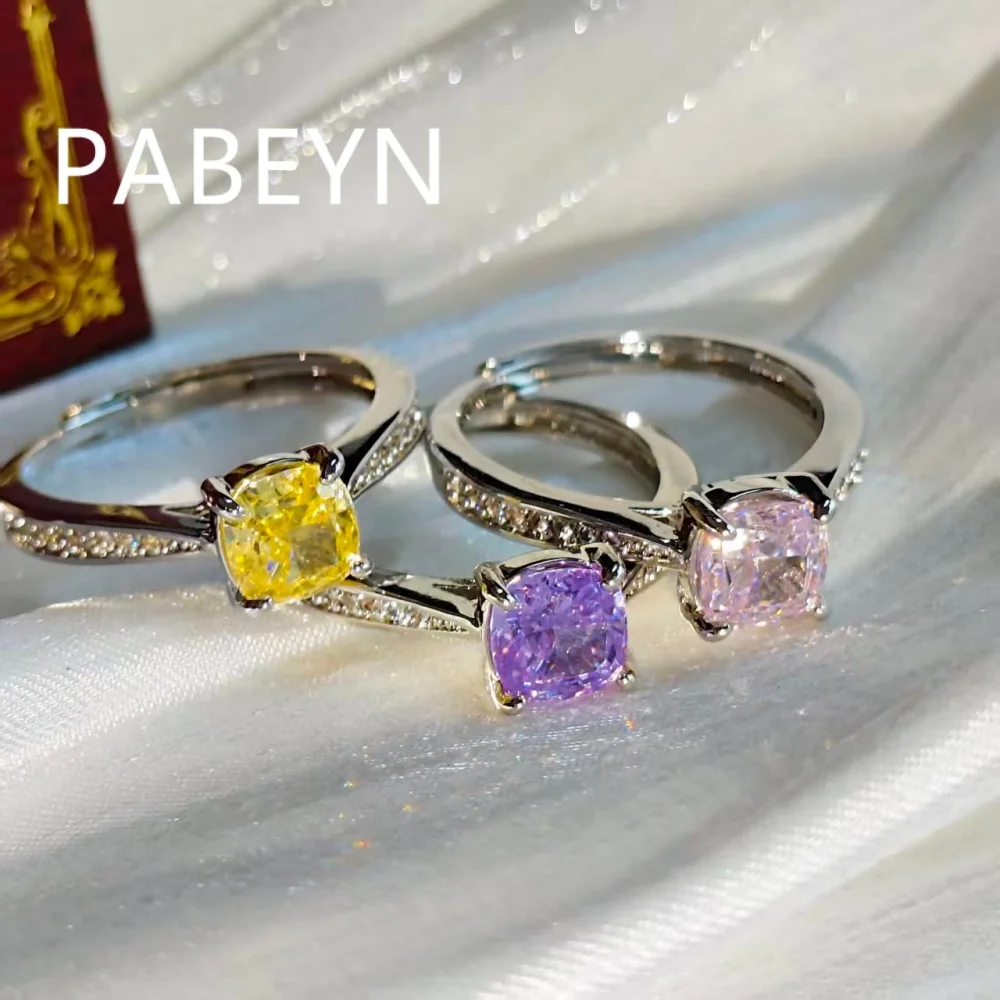 925 Sterling Silver Exquisite Elegant Small Square Zircon Sparkling Ice Flower Cut Ring, Birthday Party Anniversary Gift