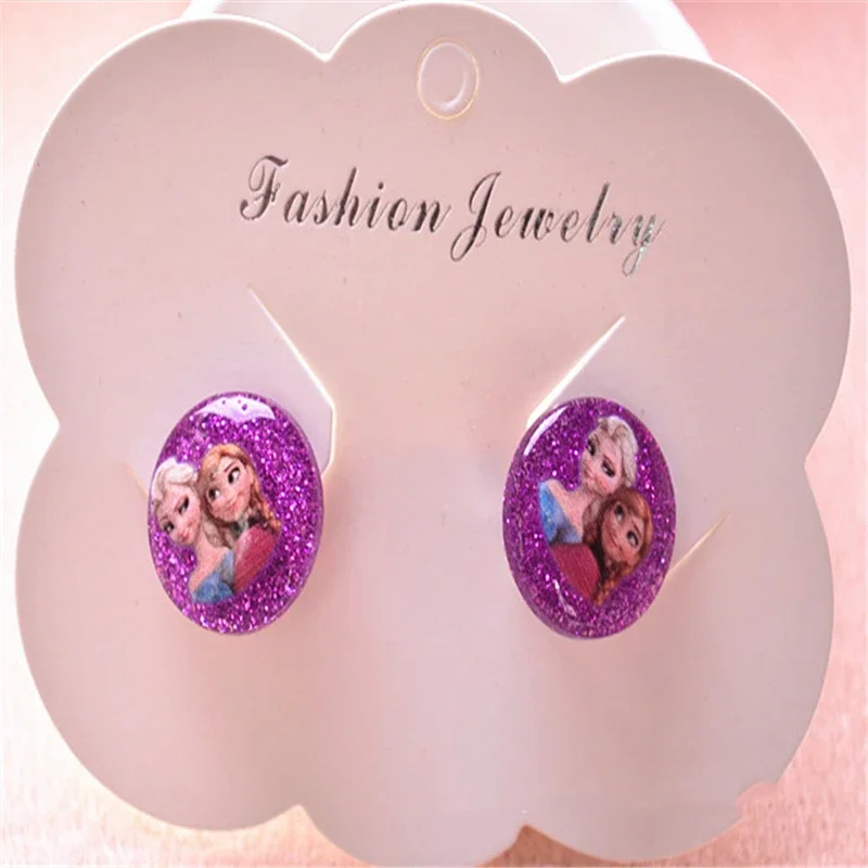 2pcs Disney cartoon Frozen children clip earring no ear hole Elsa Princess girl cosmetic toy accessories stud earring kid gift