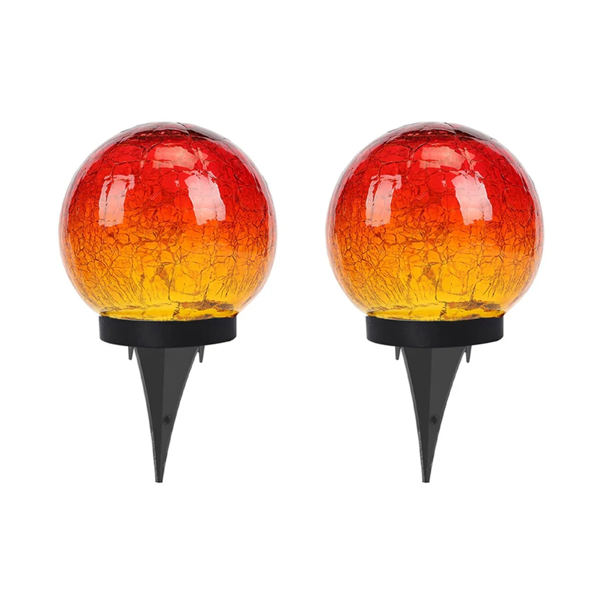 

2Pcs Solar Ball Lights Outdoor Garden Decor Cracked Glass Solar Lights Courtyard Decorative Pathway Courtyard Lawn