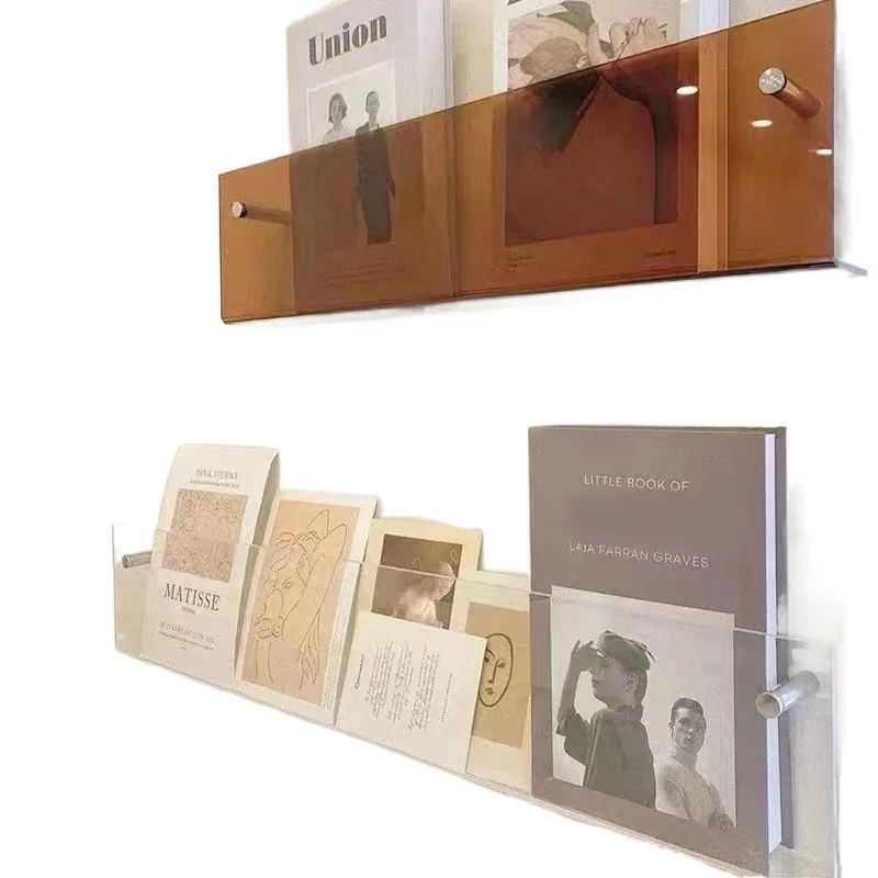 Creative INS Clear Wall Mount Bookshelf Magazine Storage Rack Wall Hanging Book Organizer Newspaper Display Shelf For Home Decor