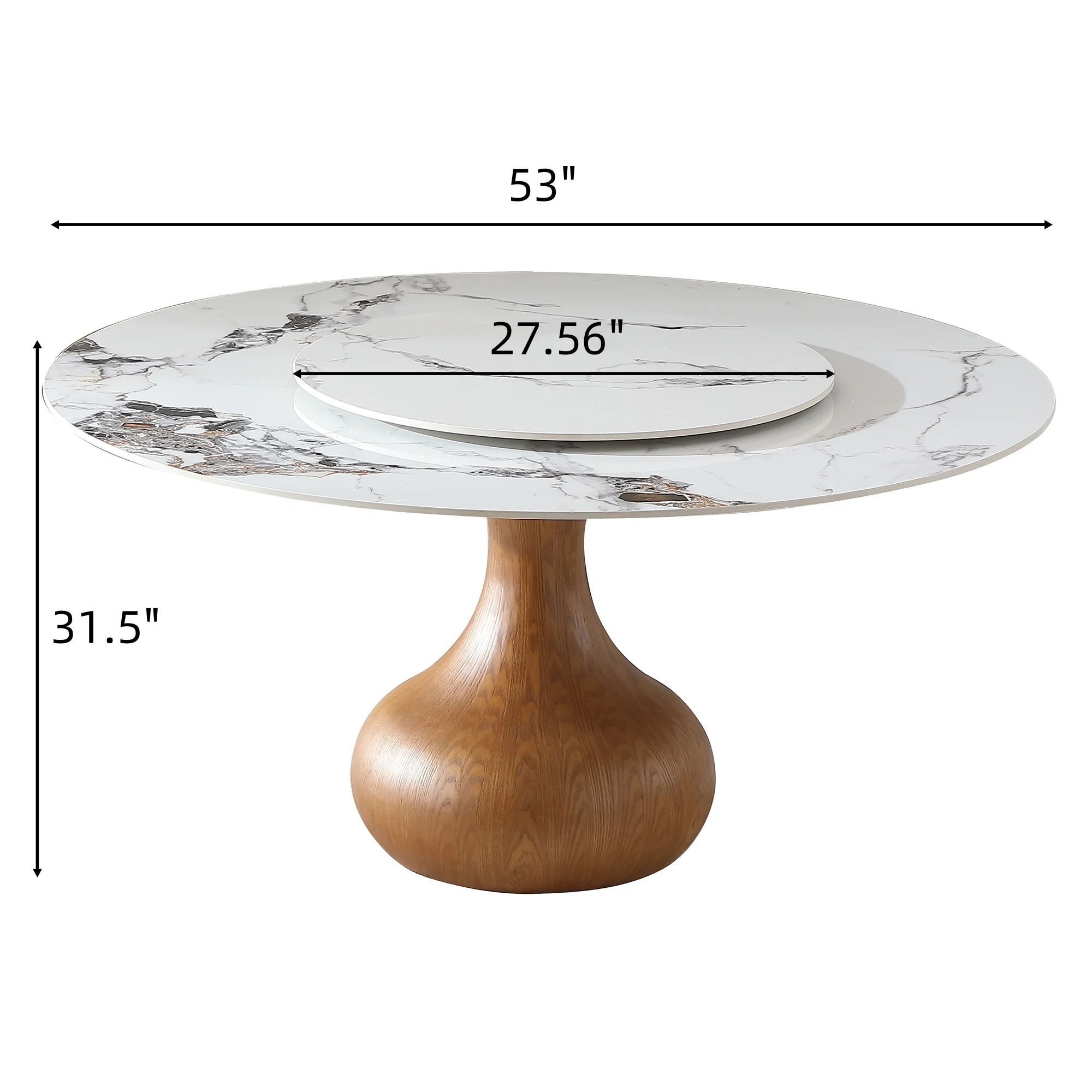 Modern Round Dining Table Set With 4 Chairs White Marble Top And Solid Wood Panel Legs For Home Or Hotel Use