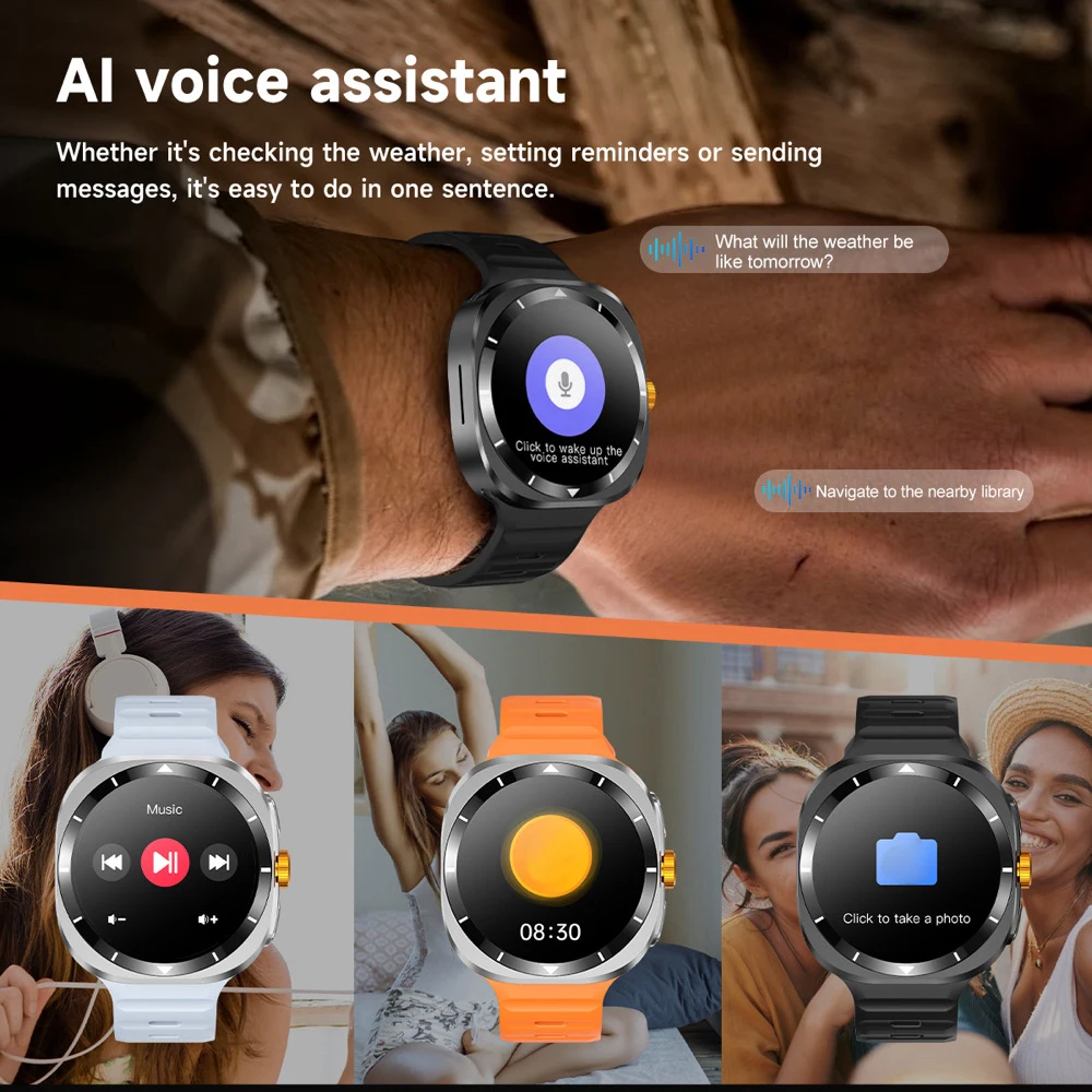 Montre intelligente d'appel Bluetooth pour homme, boussole, sport, étanche 24h, fréquence cardiaque, moniteur de santé, GPS, NDavid, extérieur, 1.53 mAh, en effet, 300